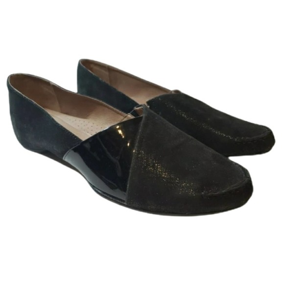 Donald J. Pliner Black Leather Flats Suede Brix Moccasin Size 6 - Picture 1 of 12